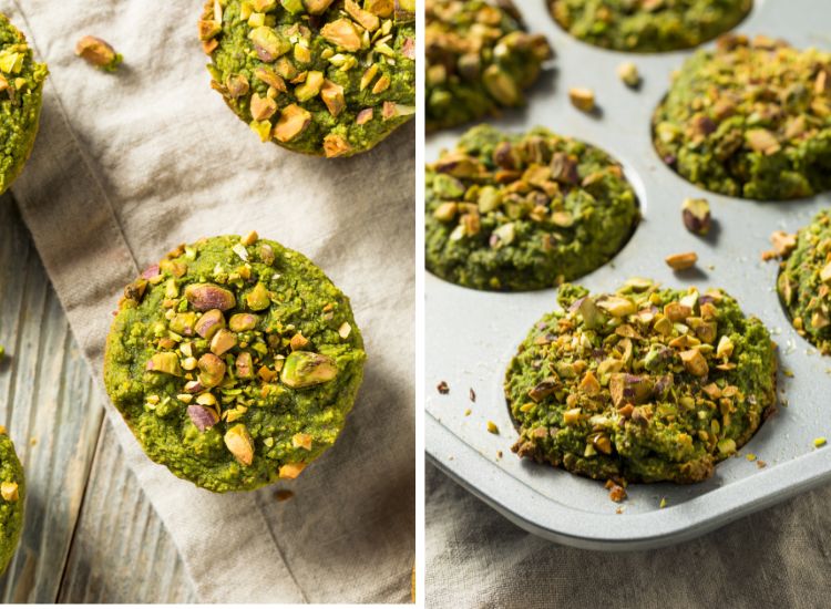 Muffins maison au matcha et pistaches